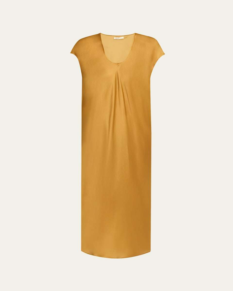Darby Cap-Sleeve Bias Silk Maxi Dress
